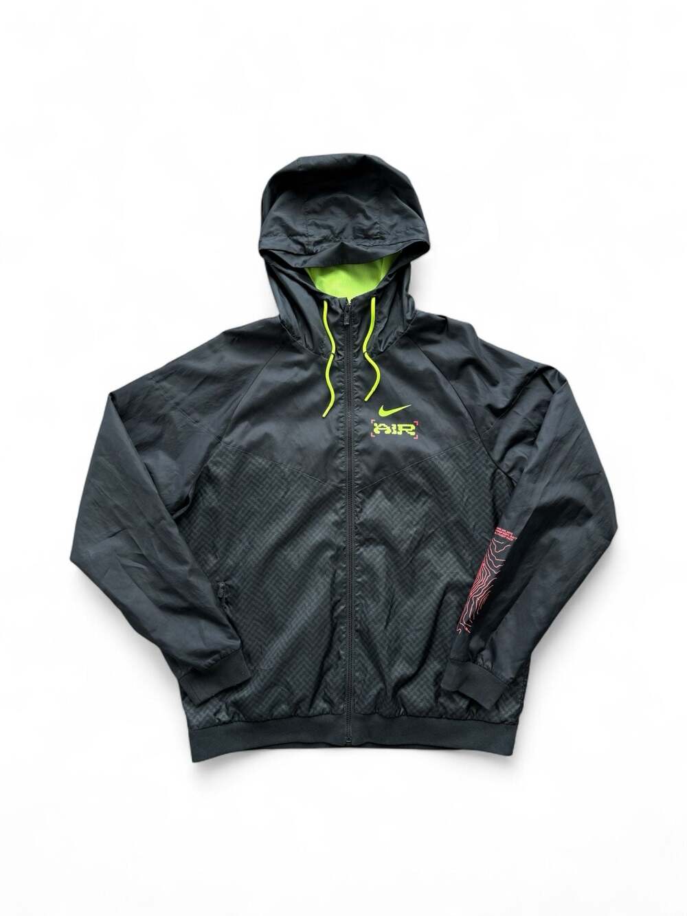Nike Air Graphic Windbreaker Jacket Black Neon Green